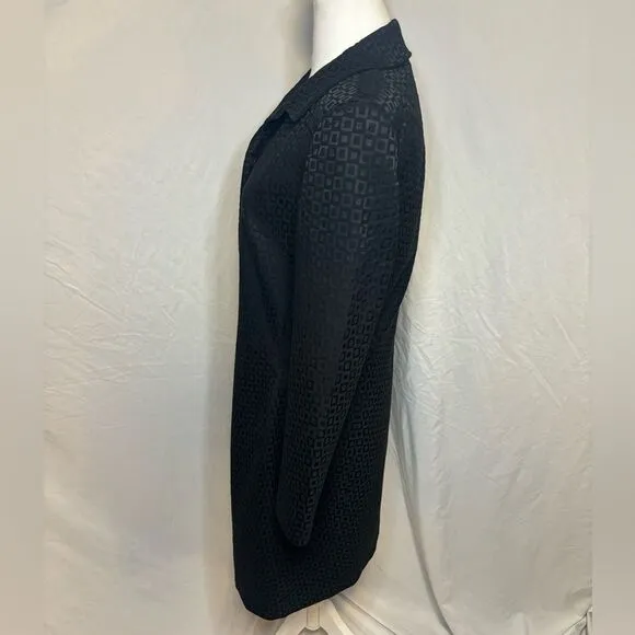 Elie Tahari Monogram Black Square Suit Set Jacket Pants Women’s Button Up