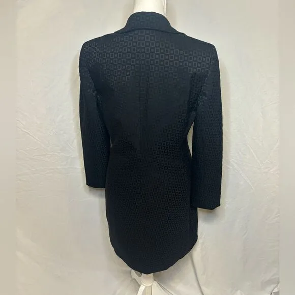 Elie Tahari Monogram Black Square Suit Set Jacket Pants Women’s Button Up