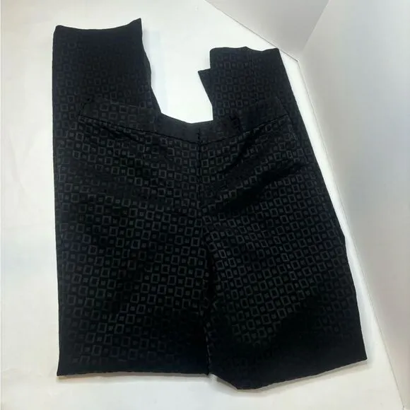 Elie Tahari Monogram Black Square Suit Set Jacket Pants Women’s Button Up