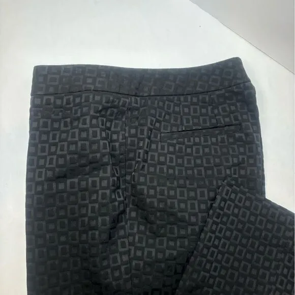 Elie Tahari Monogram Black Square Suit Set Jacket Pants Women’s Button Up