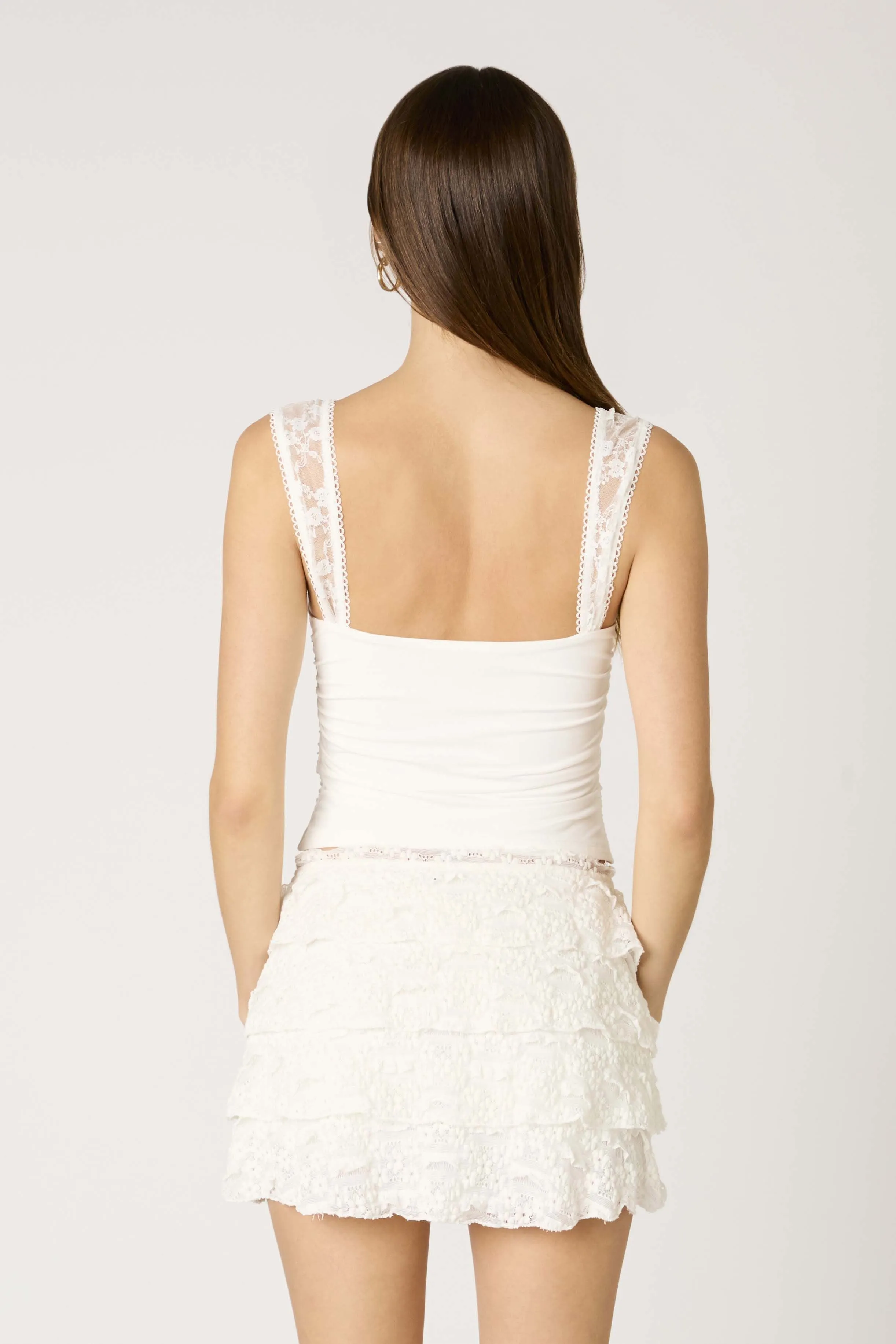 Elly White Lace Strap Top