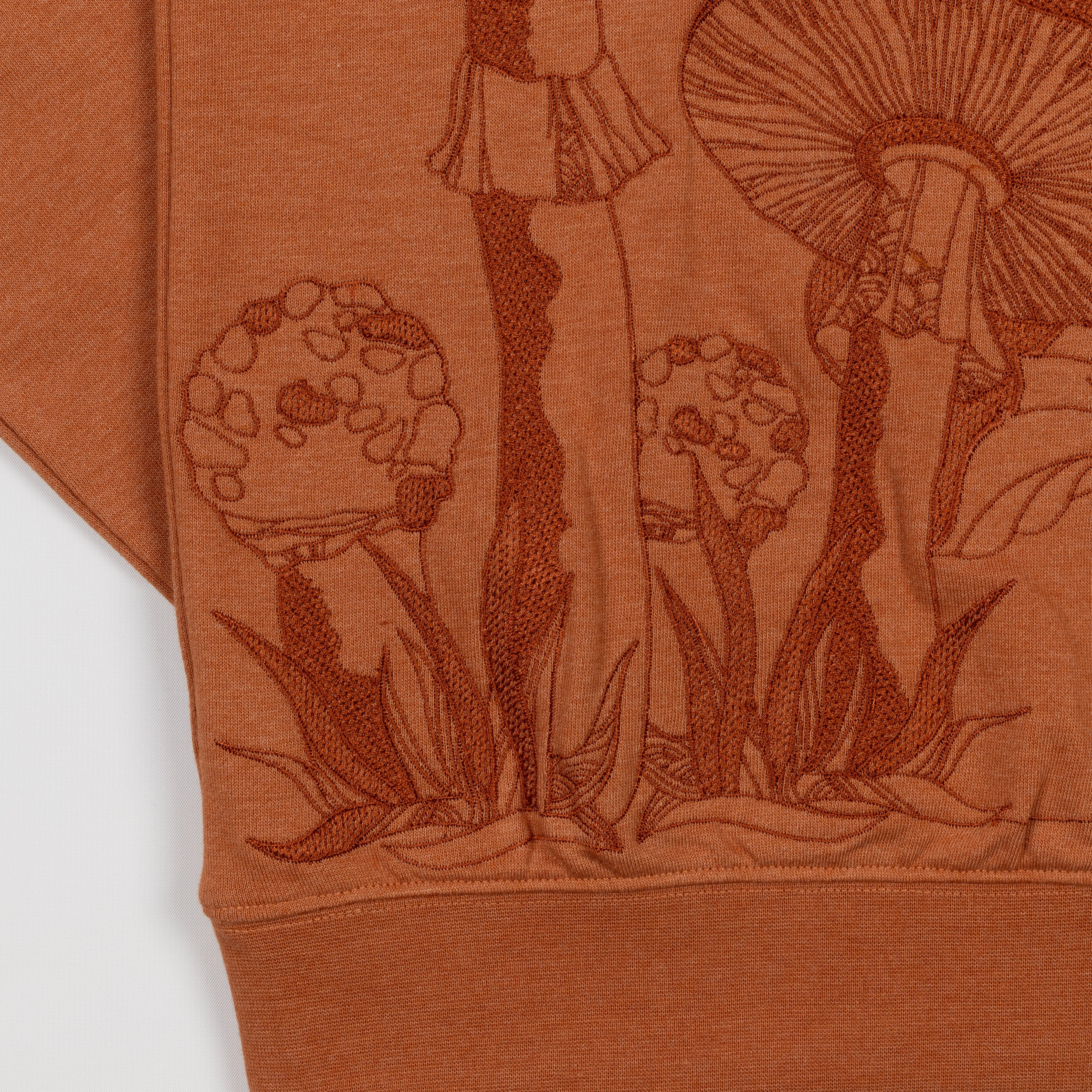 Embroidered Back Hoodie - Amber Brown / Mushroom