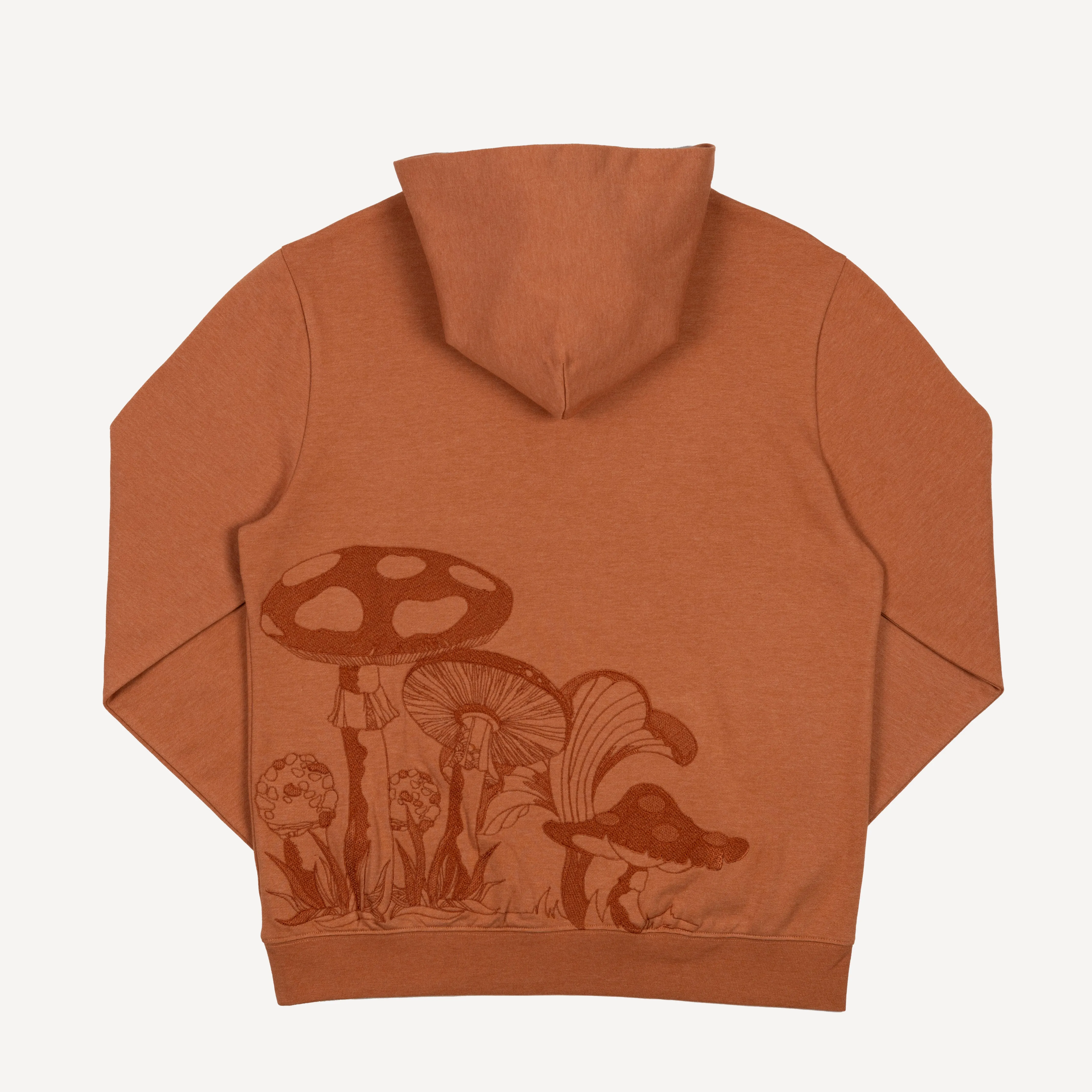 Embroidered Back Hoodie - Amber Brown / Mushroom