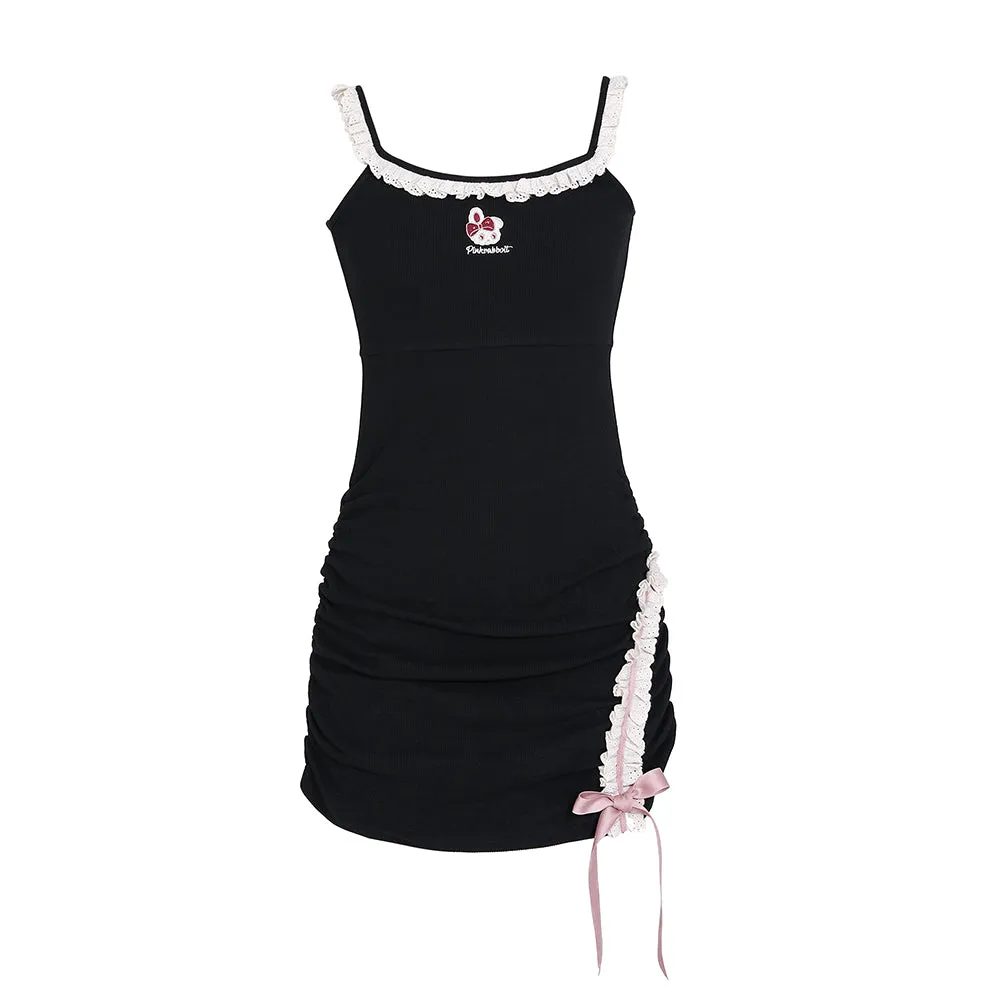 Embroidered Cardigan   Lace Suspender Skirt Suit UB98674