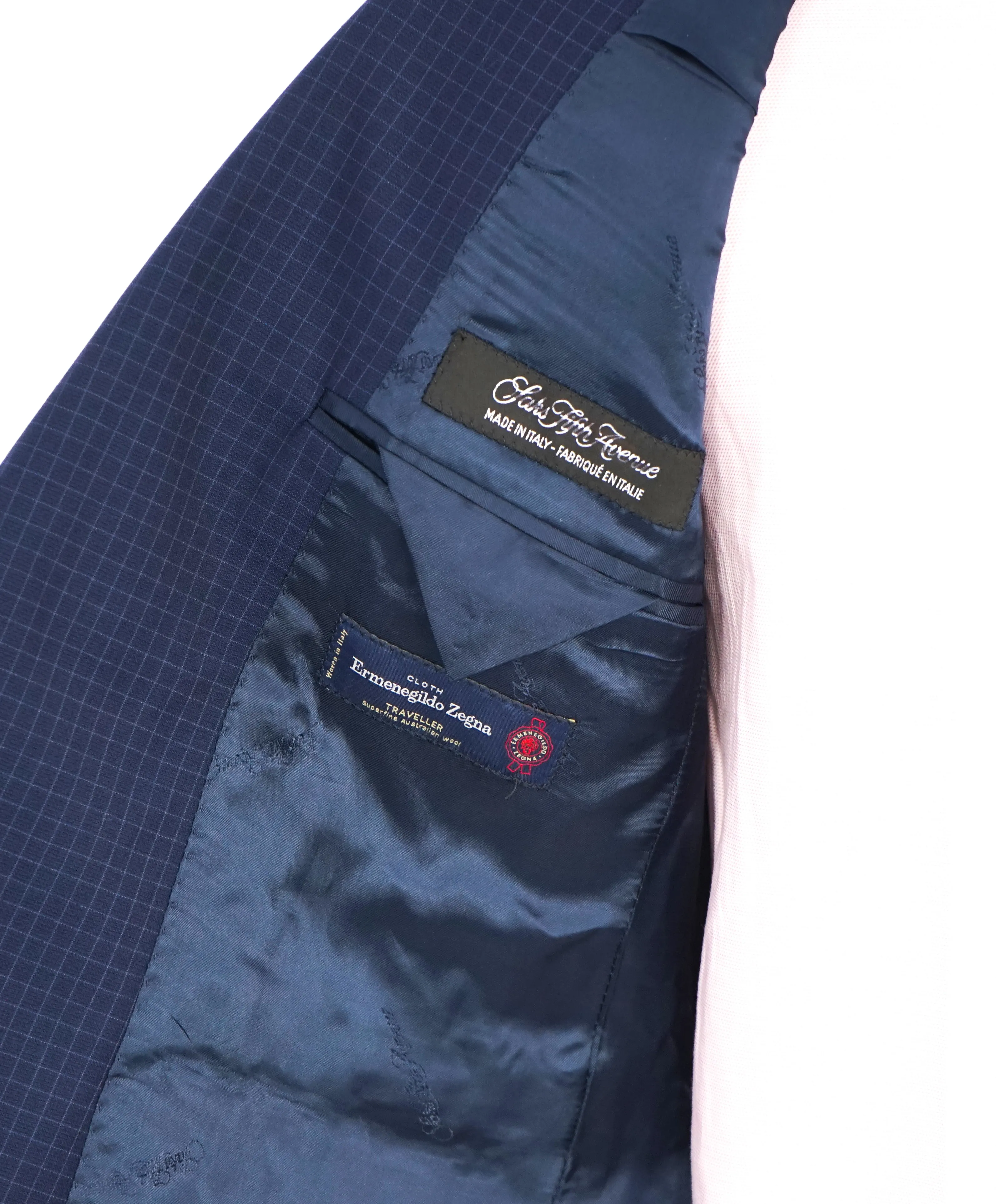 ERMENEGILDO ZEGNA - By SFA *TRAVELLER/ AUSTRALIAN WOOL* Blue Box Check Suit - 40S