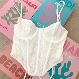 Evelyn White Lace Corset Top