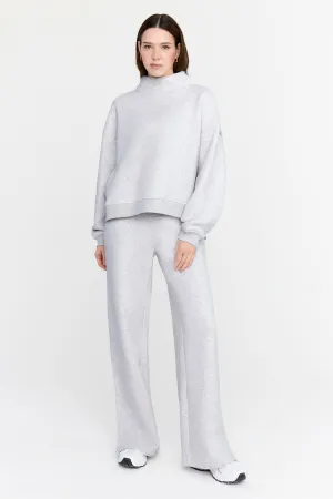 EVERYDAY LOOSE HEM MOCK NECK SWEATSHIRT - GREY MARL