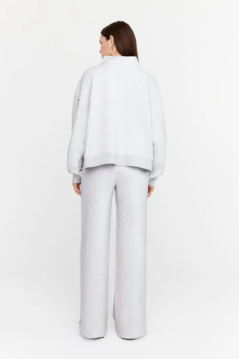 EVERYDAY LOOSE HEM MOCK NECK SWEATSHIRT - GREY MARL