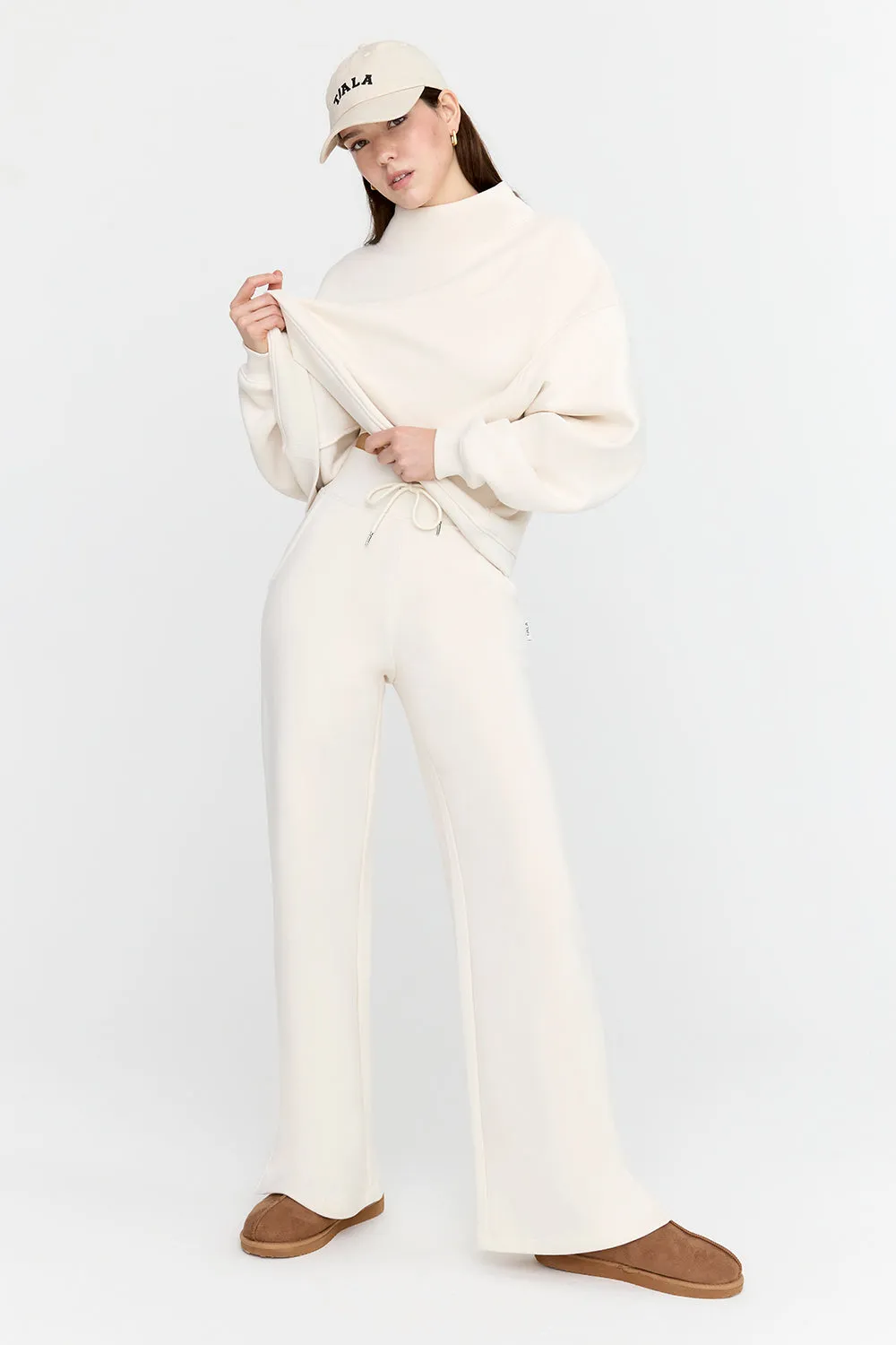 EVERYDAY LOOSE HEM MOCK NECK SWEATSHIRT - MILK