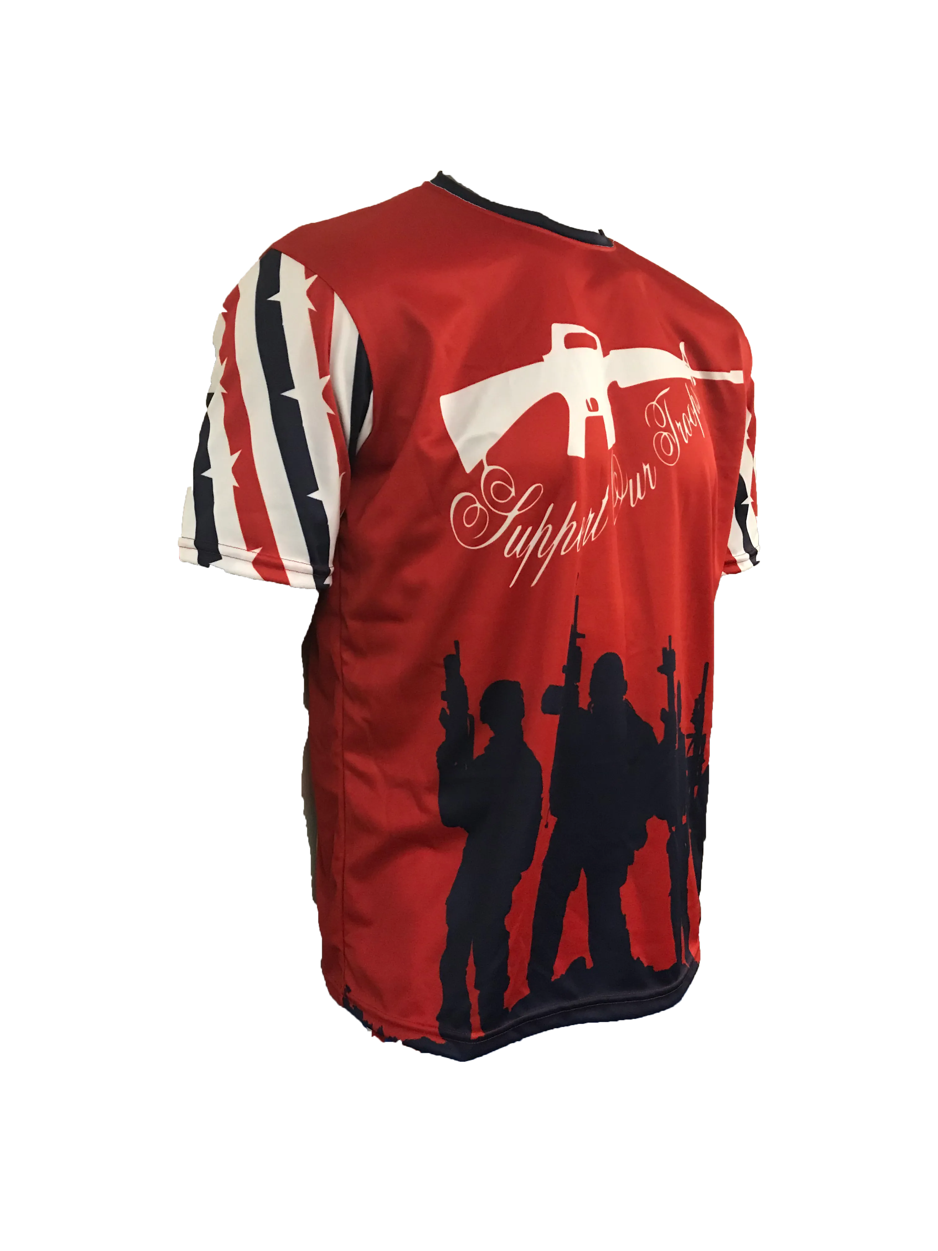 Evo9x EVO USA TROOPS Full Dye Sublimated Crew Neck Shirt Red/Black