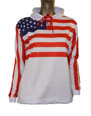 Evo9x FLAG Full Dye Sublimated Drawstring Pullover Hoodie White