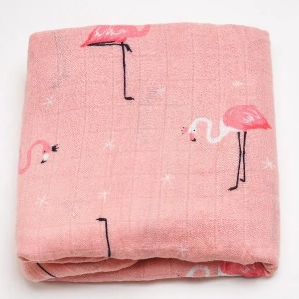 Extra Large Flamingo Bamboo Muslin