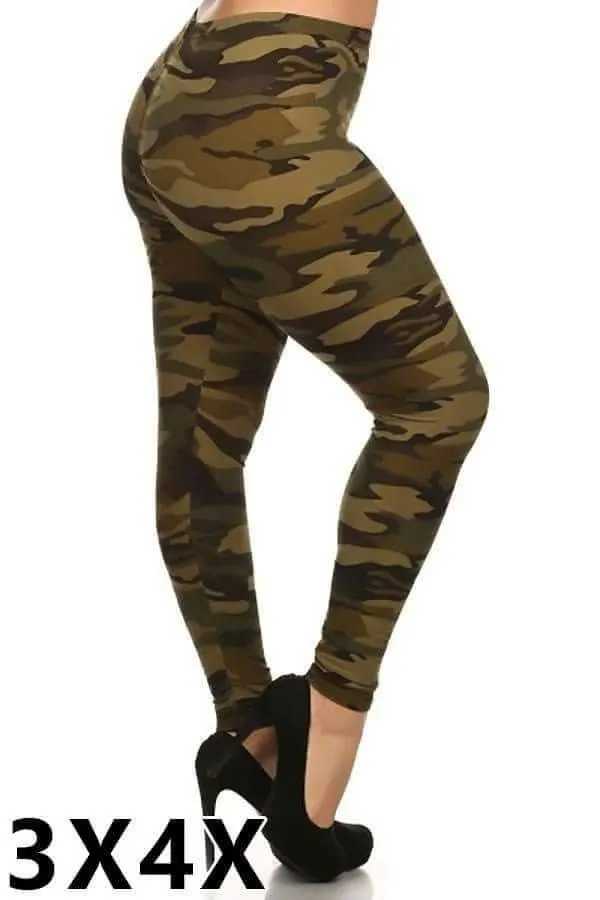 Extra Plus Green Camo Print Leggings