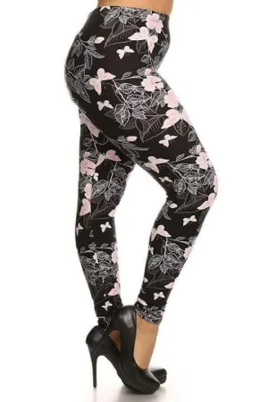 Extra Plus Pink Butterfly Print Leggings