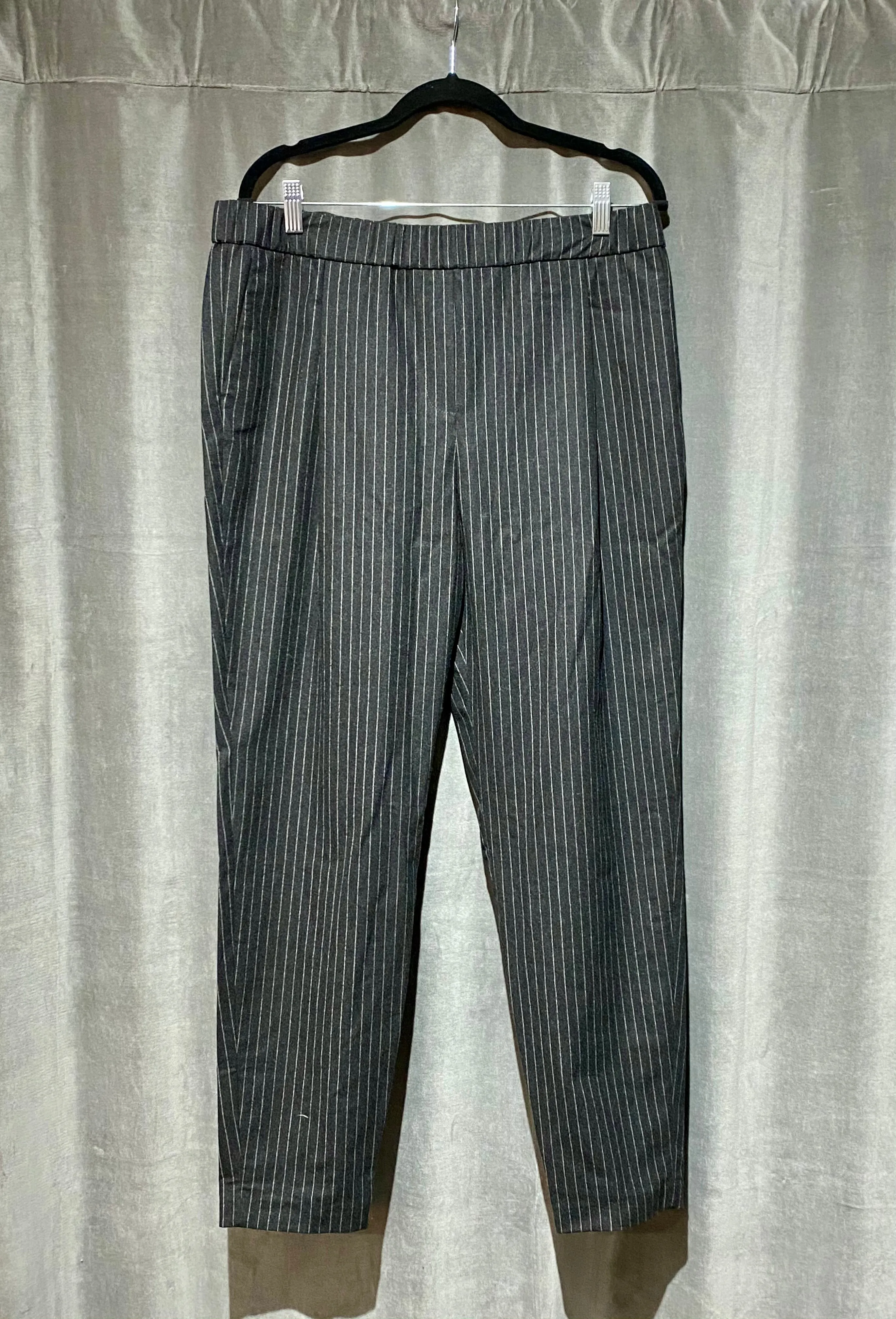Fabiana Filippi Grey Wool and thin Striped Elastic Waist Pants