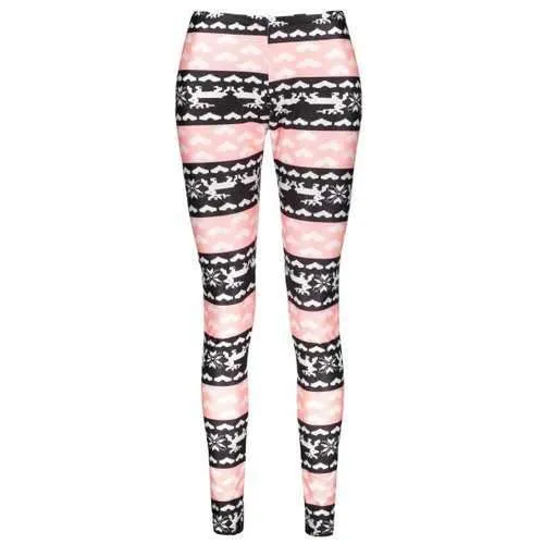 Fashionable High Waist Color Block Heart Printed Bodycon Leggings For Women - S