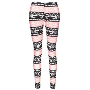 Fashionable High Waist Color Block Heart Printed Bodycon Leggings For Women - S