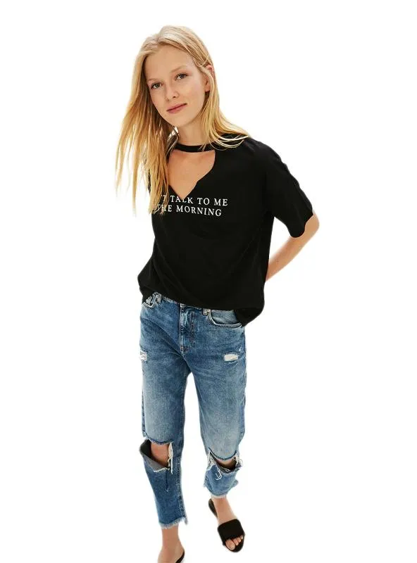 FEMALE LETTER PRINT PULLOVER TOPS