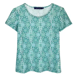 Fenwick Crew Neck Tee in Peace Love Pickleball Aqua Tides