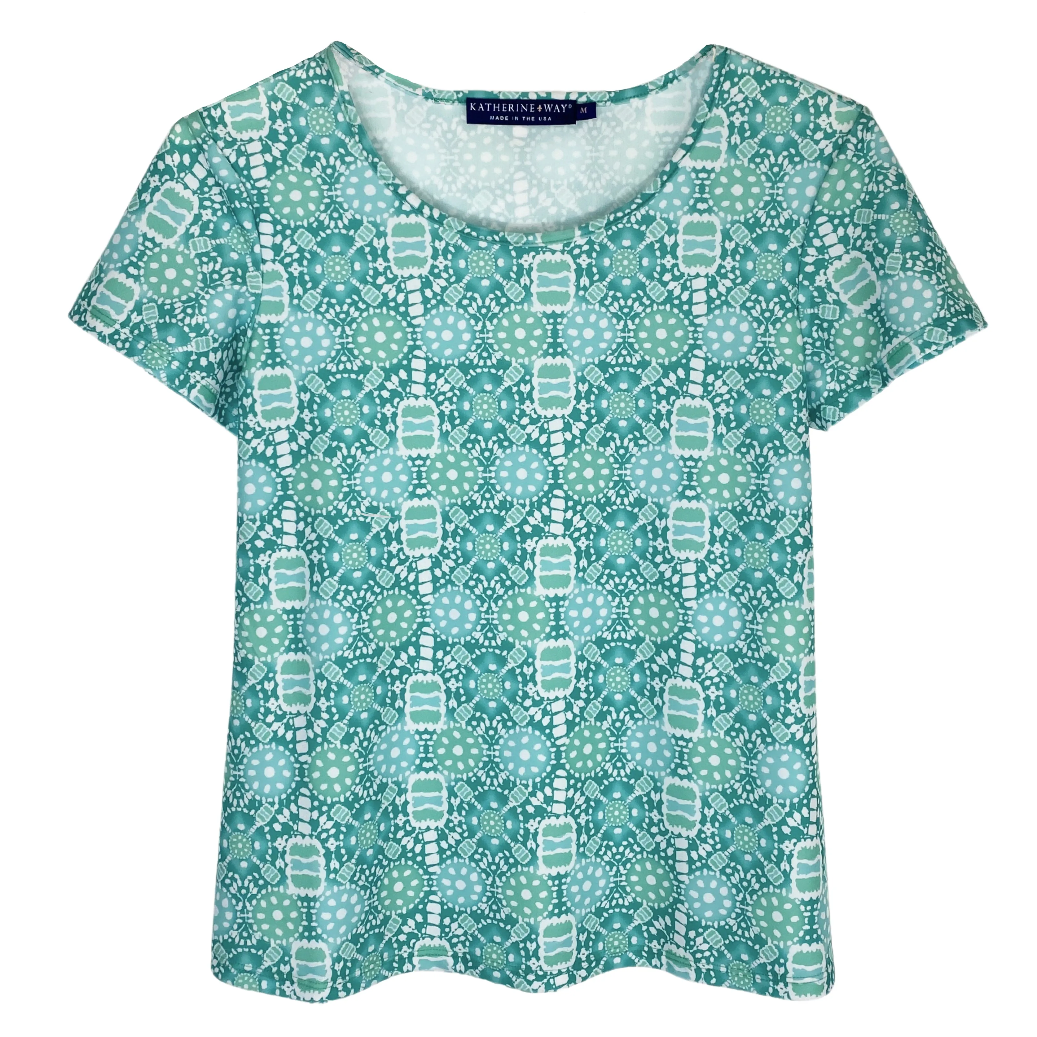 Fenwick Crew Neck Tee in Peace Love Pickleball Aqua Tides