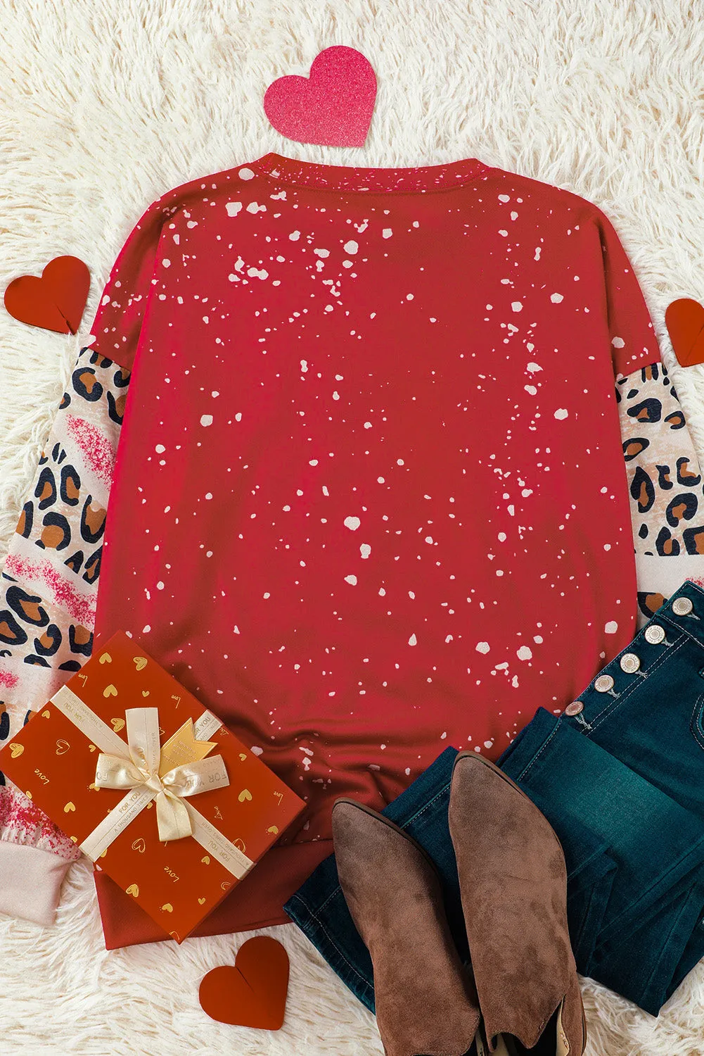 Fiery Red Valentines Leopard LOVE Element Sweatshirt