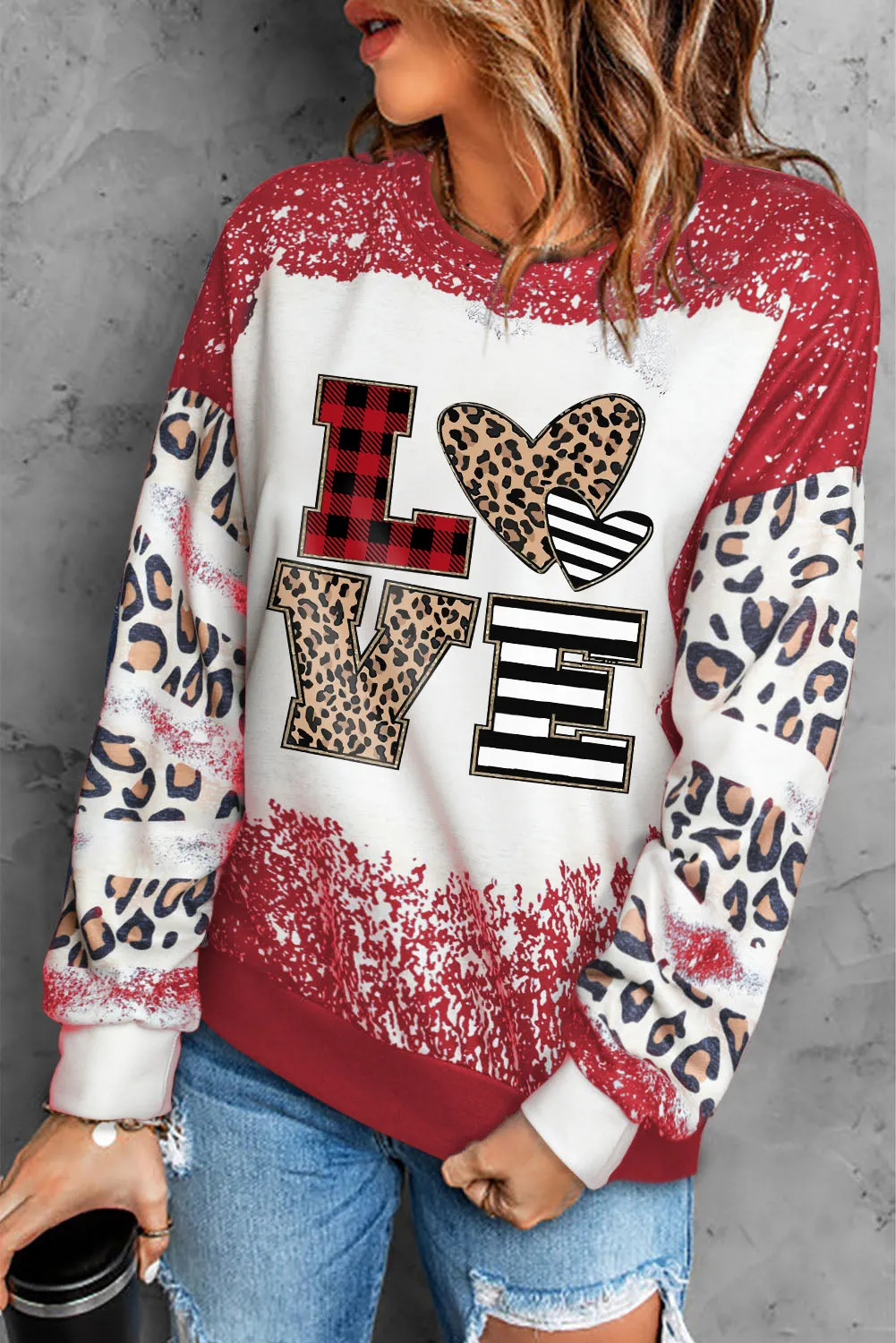 Fiery Red Valentines Leopard LOVE Element Sweatshirt