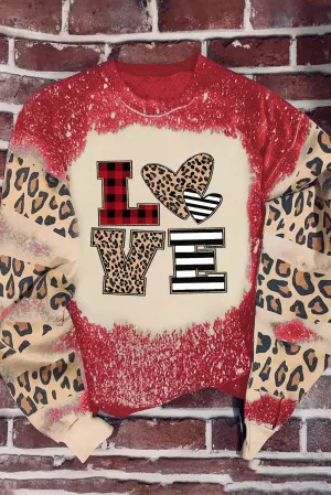 Fiery Red Valentines Leopard LOVE Element Sweatshirt
