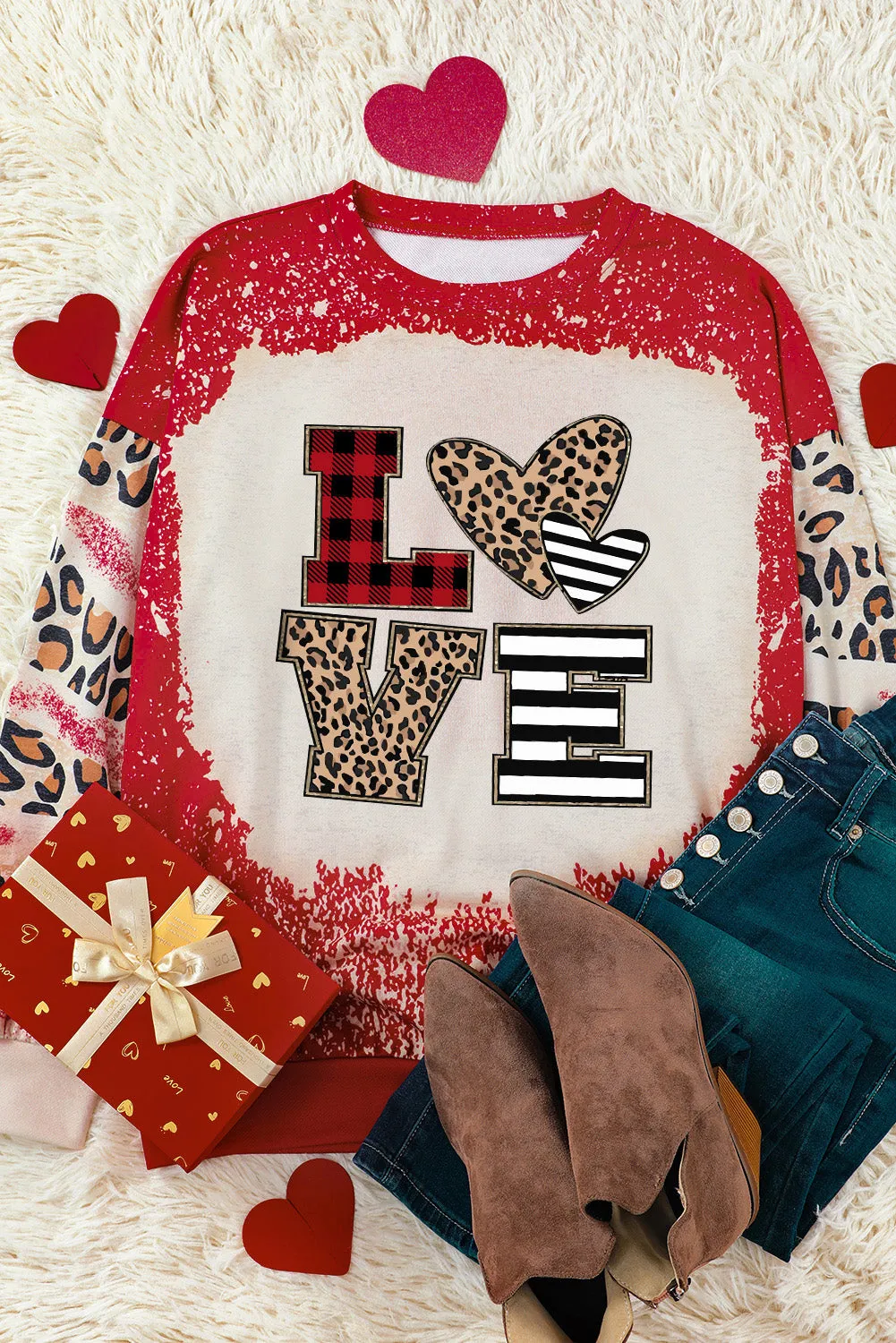 Fiery Red Valentines Leopard LOVE Element Sweatshirt