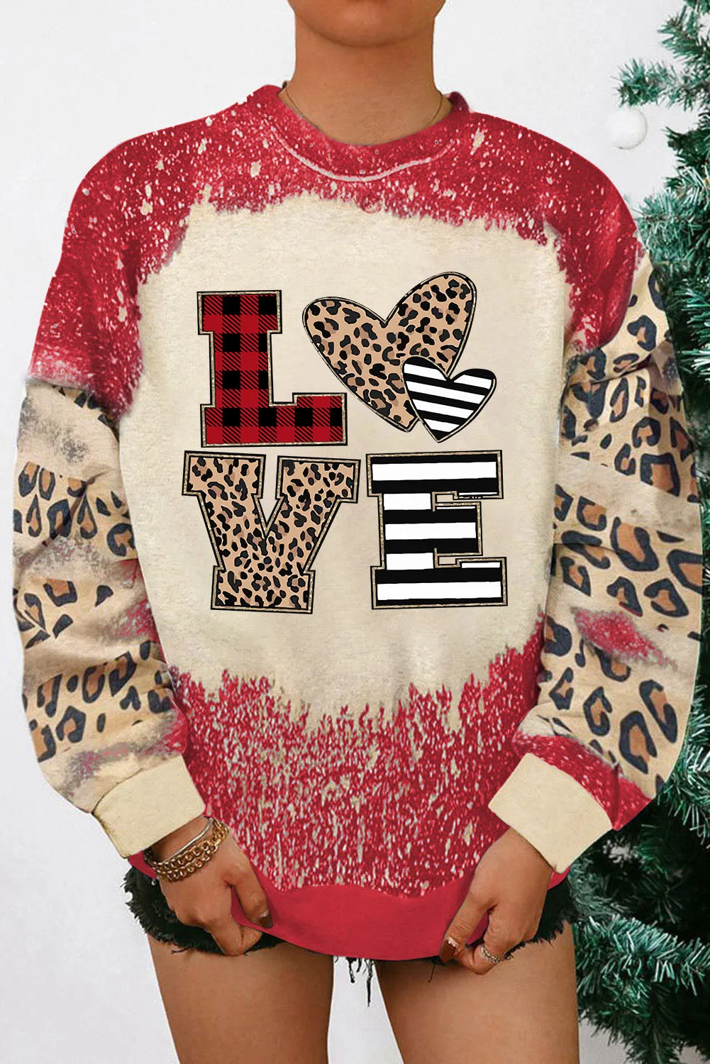 Fiery Red Valentines Leopard LOVE Element Sweatshirt