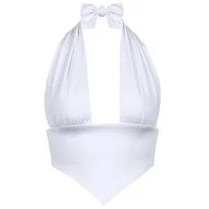 Flora White Halterneck Crop Top
