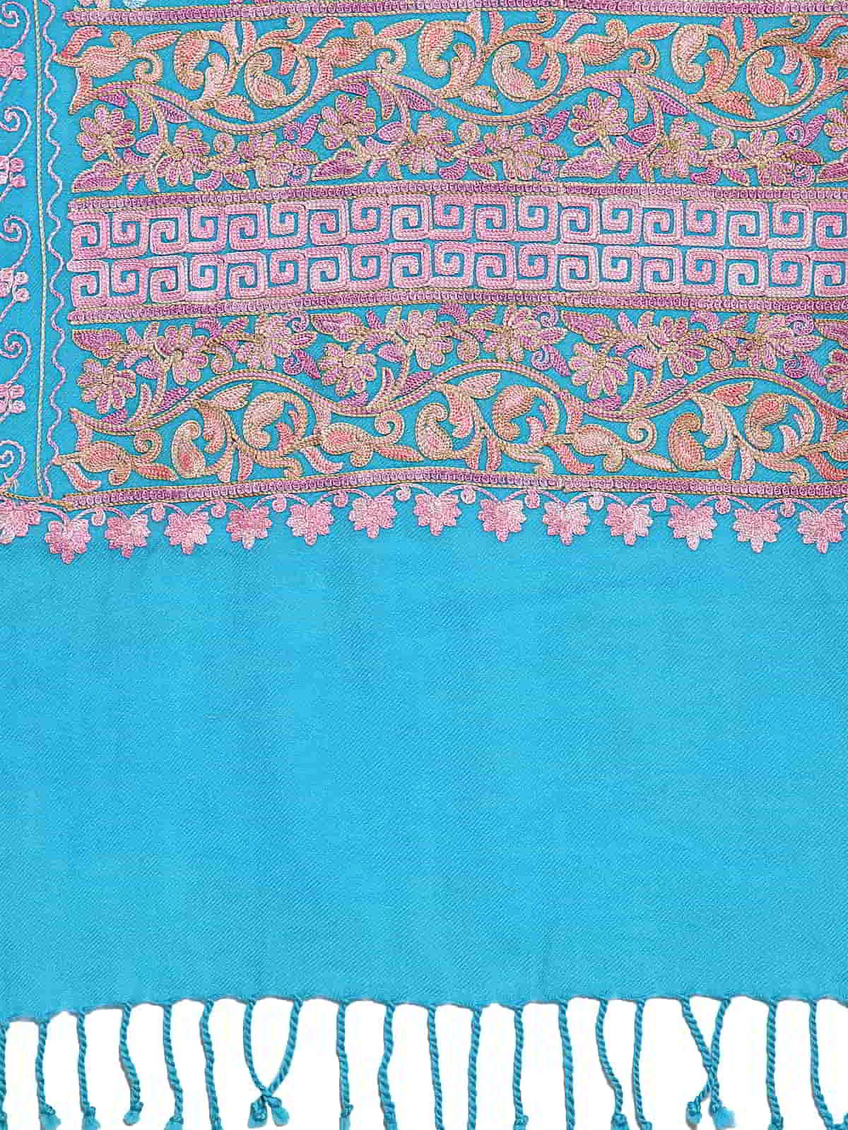 Floral Embroidered Wool Shawl