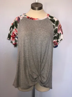FLORAL PRINT SHORT SLEEVE TOP