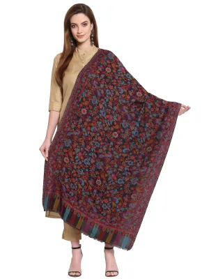 Floral Woven Design Wool Shawl