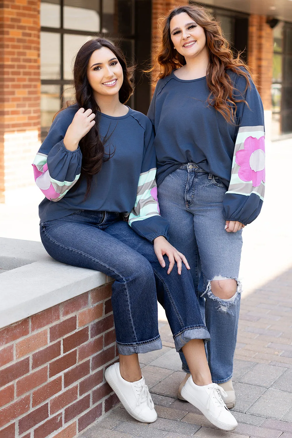 Flower Exposed Seam Oversized Top