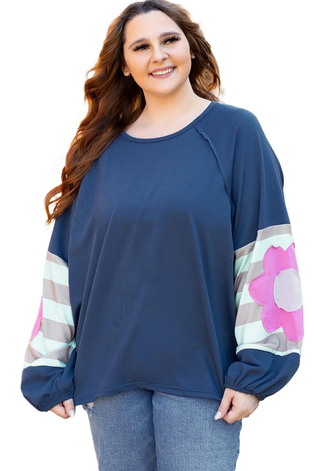 Flower Exposed Seam Oversized Top