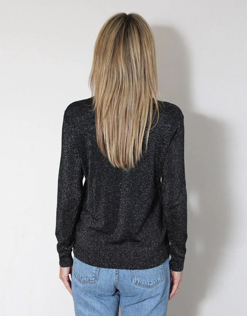 Frankies Long Sleeve Lurex Top - Black
