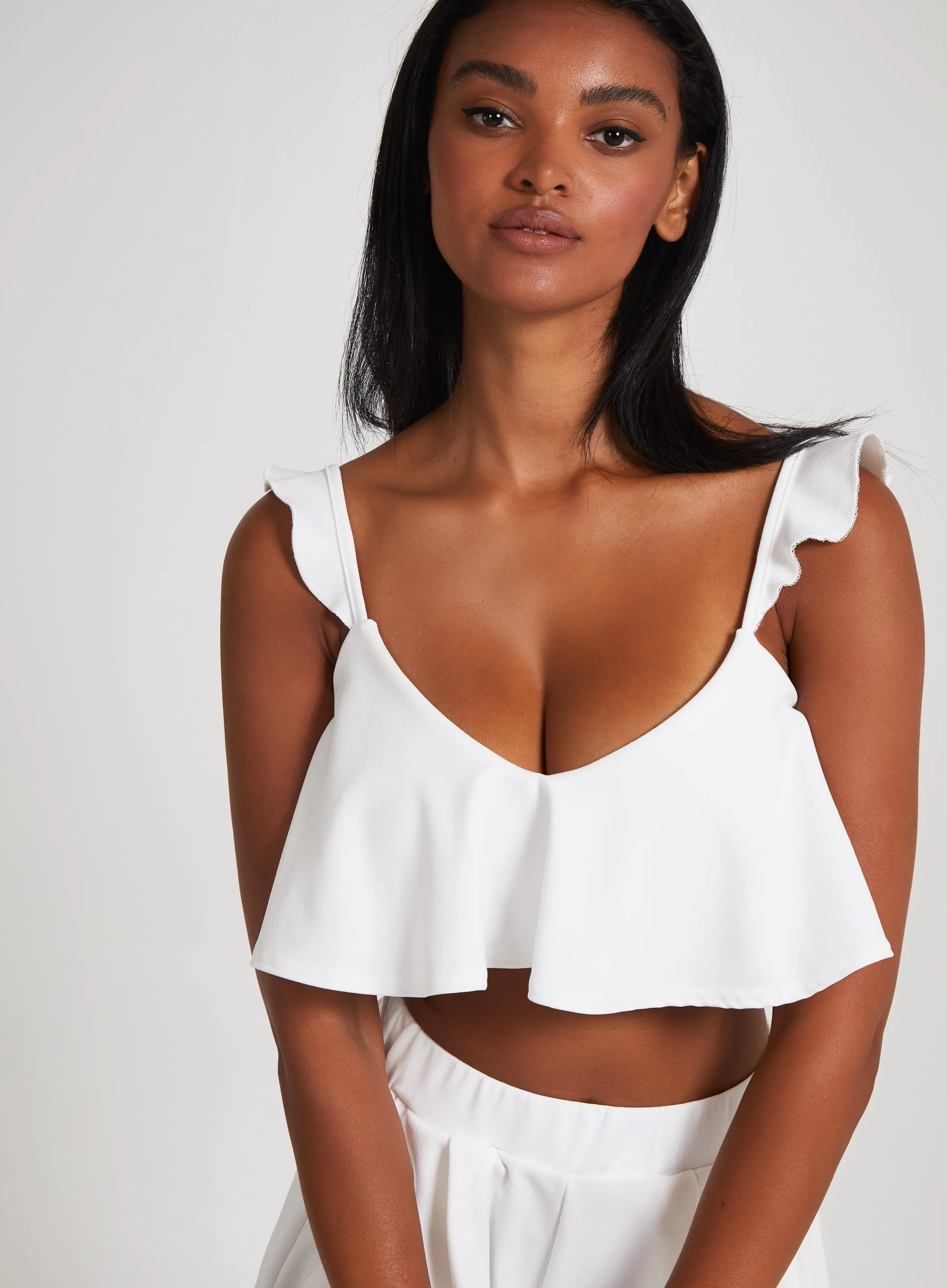 Frill Strap Detail Crop Top