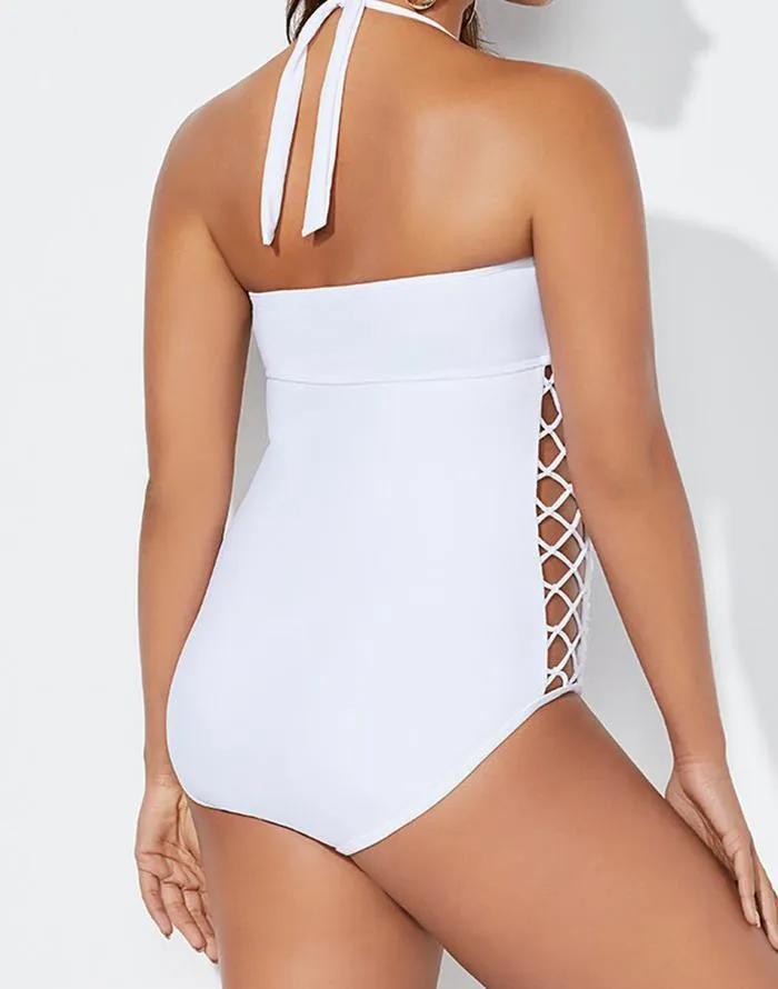 FULLFITALL - White Cut Out Underwire One Piece Swimsuit