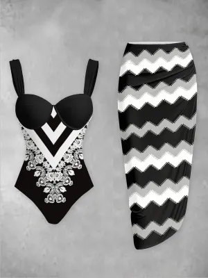 Geometric Art Print Two Piece Swimsuits