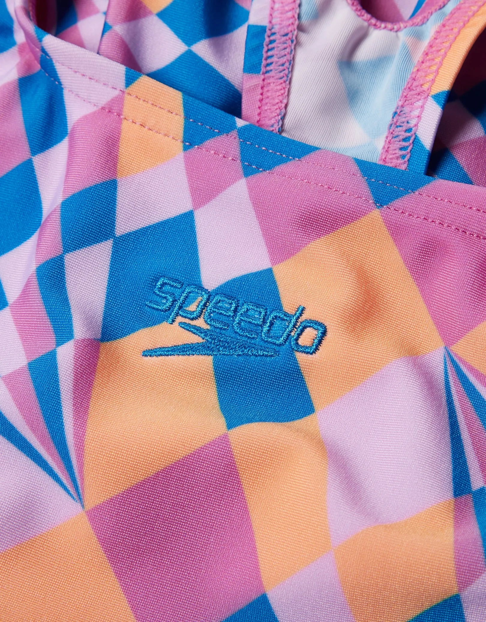 Girls Allover Medalist Swimsuit - Pink/Blue