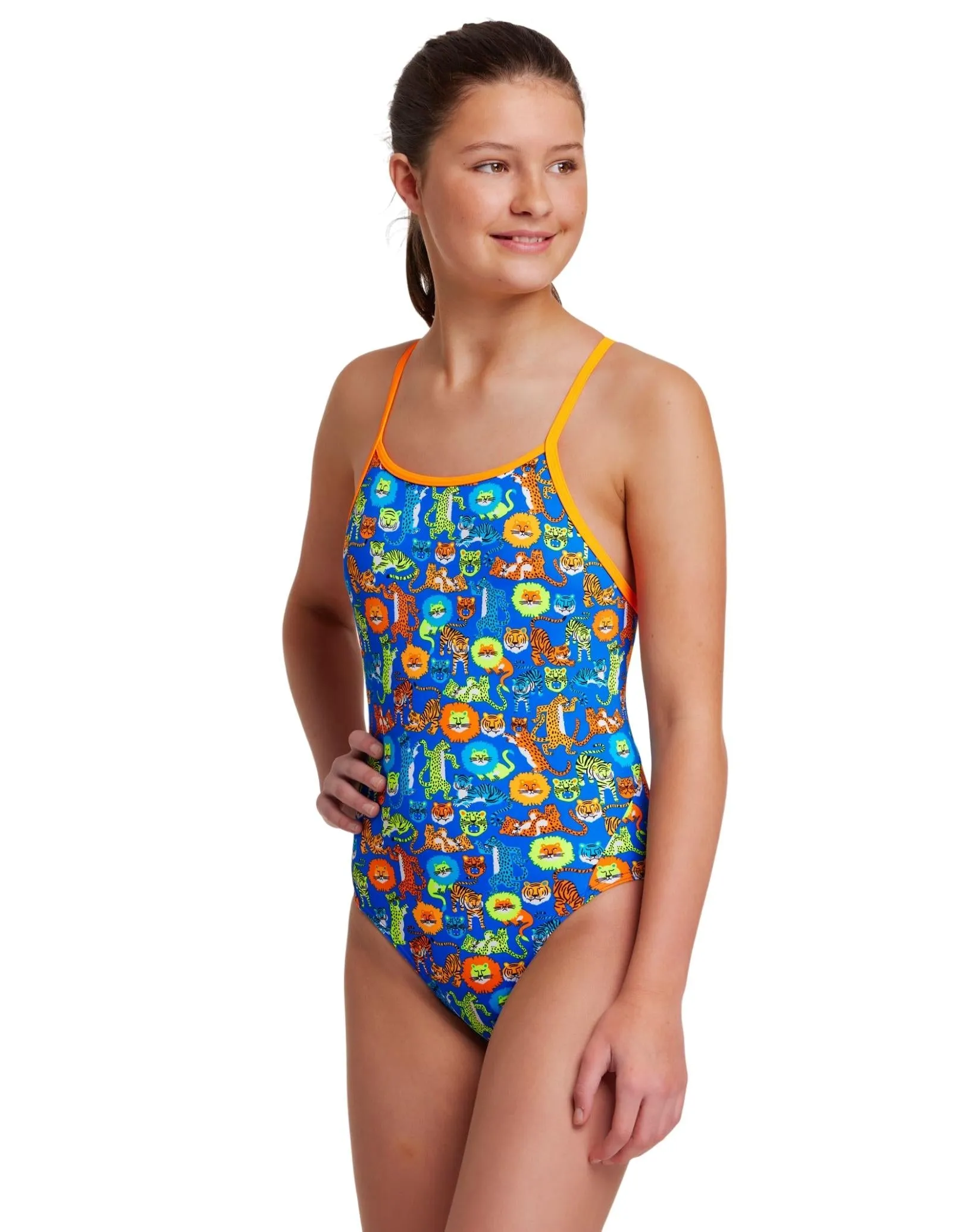Girls Big Cat Bash Diamond Back Swimsuit