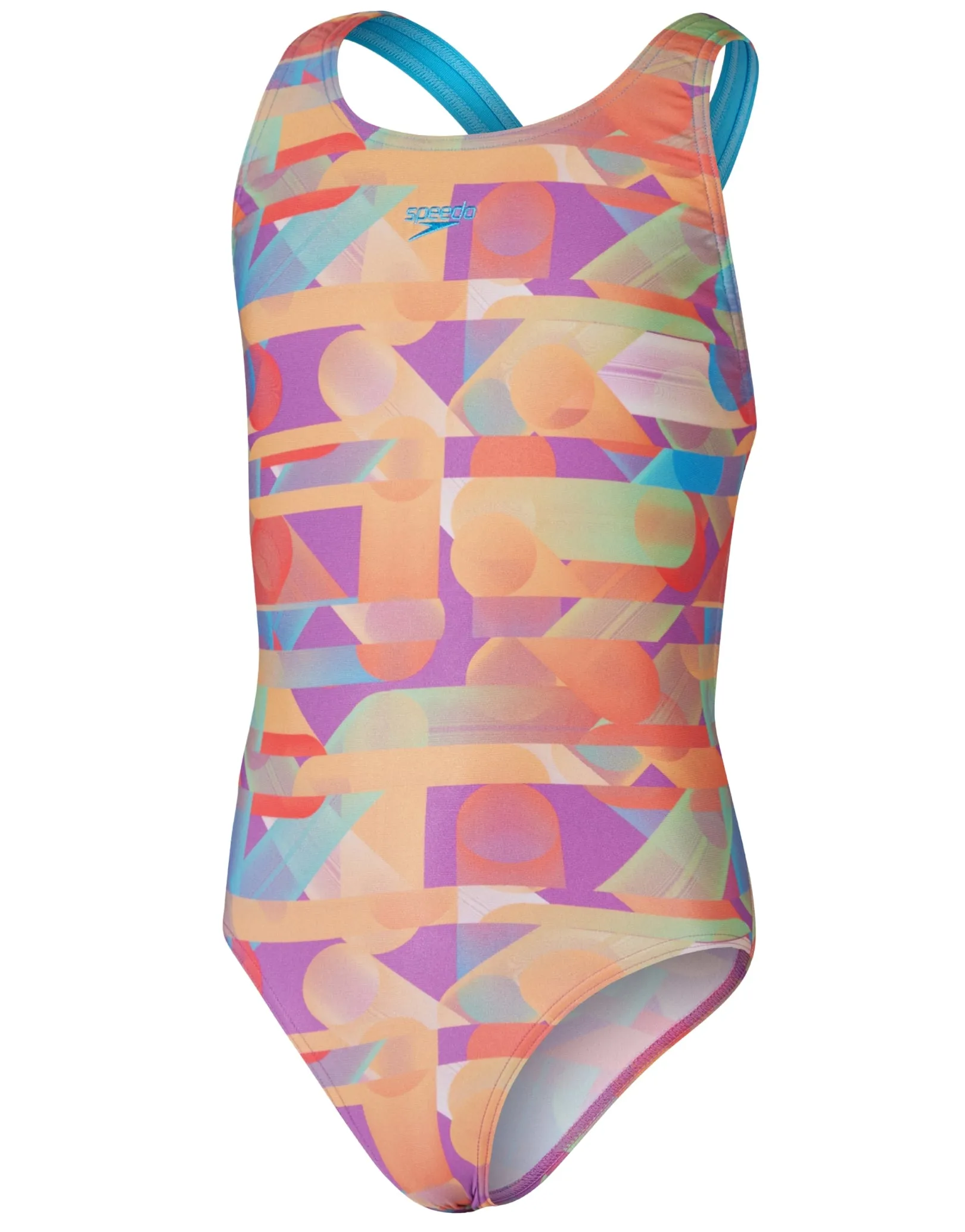 Girls Digital Allover Leaderback Swimsuit - Red/Orange
