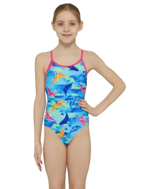 Girls Dolphine Sprintback Swimsuit - Blue