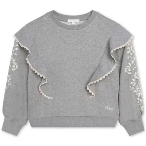 Girls Grey Frill Sweatshirt