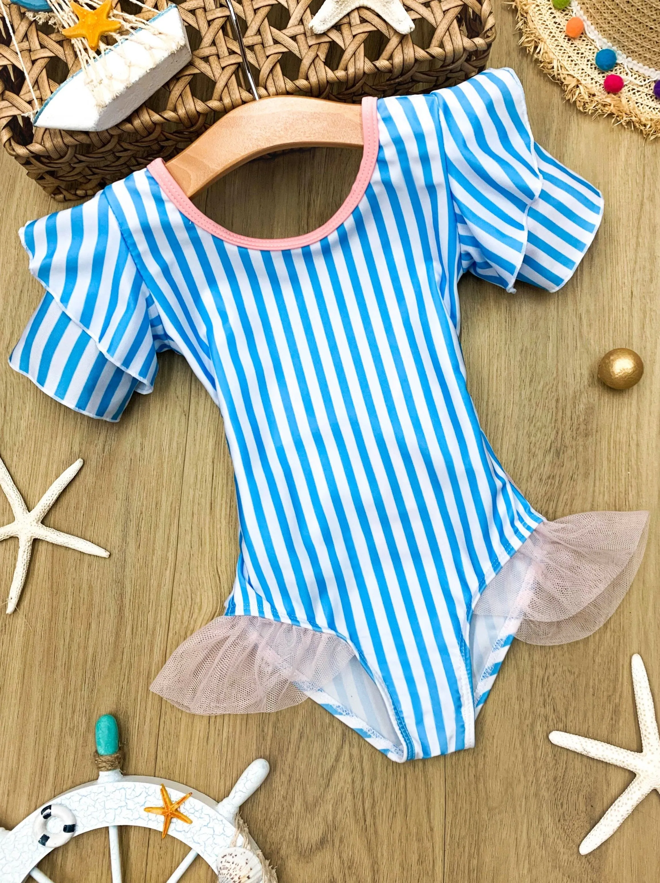 Girls High Tides, Good Vibes One Piece Swimsuit