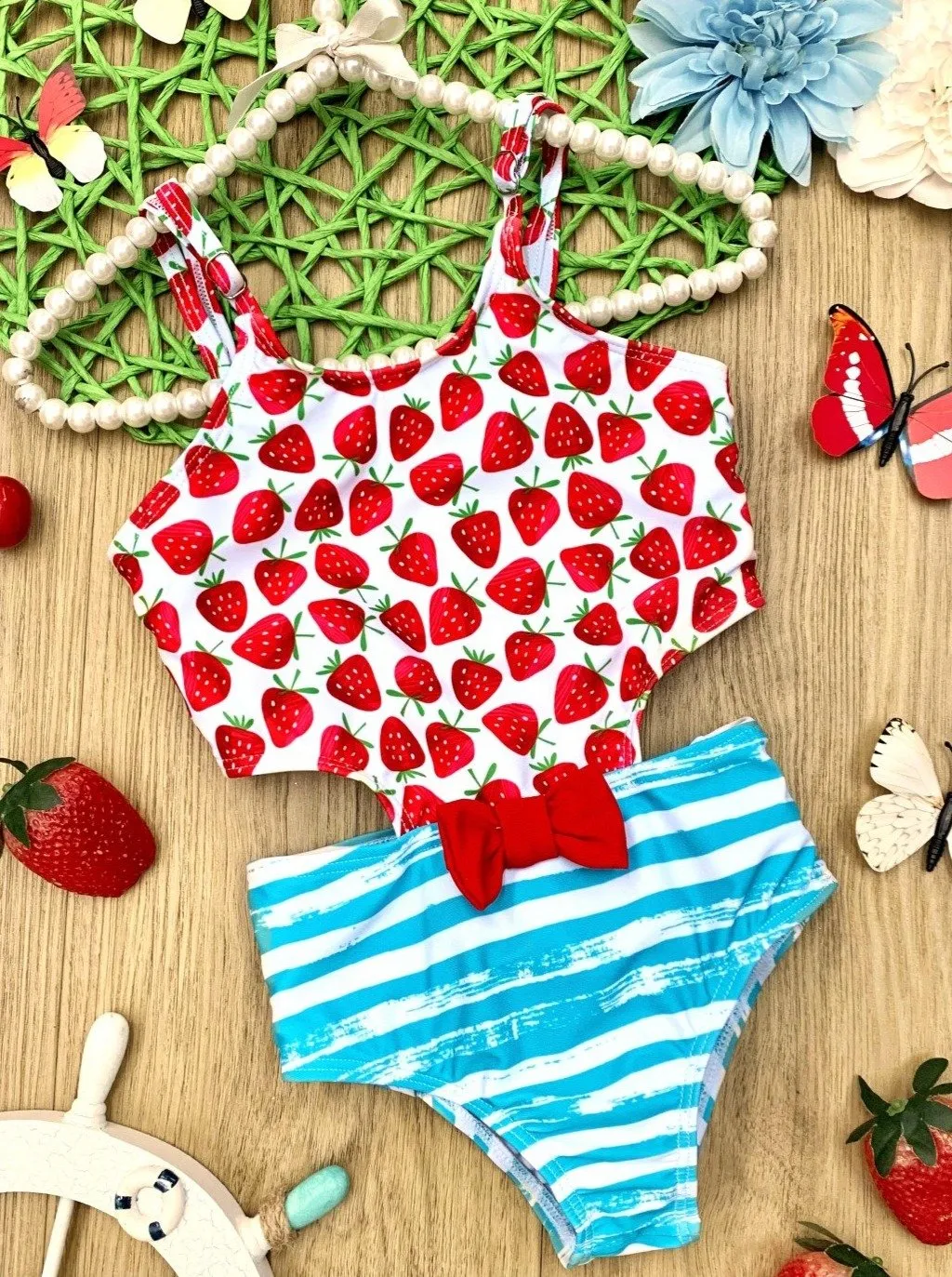 Girls Juice Strawberry One Piece Swimsuit