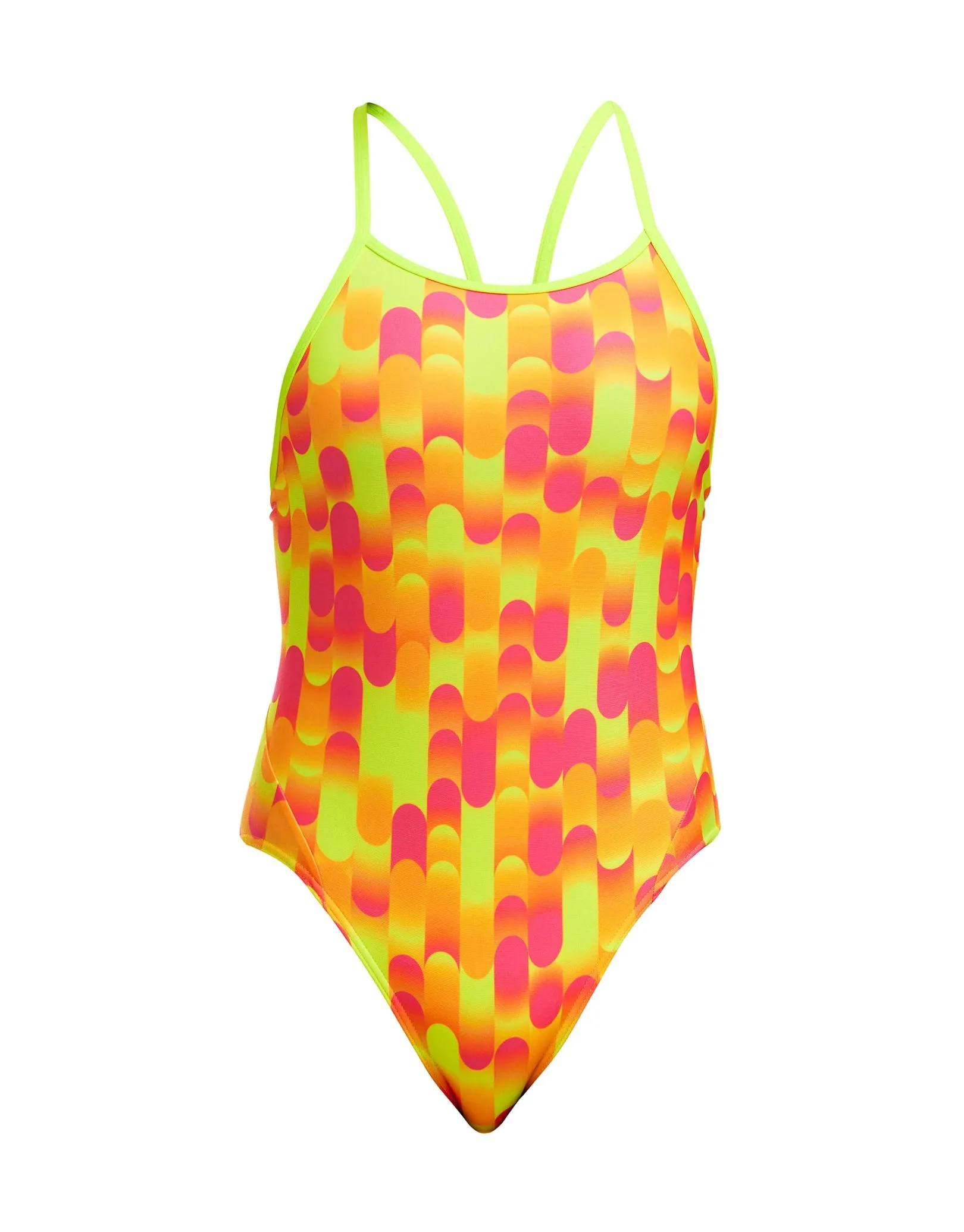 Girls Little Dotty Diamond Back Swimsuit - Yellow/Pink