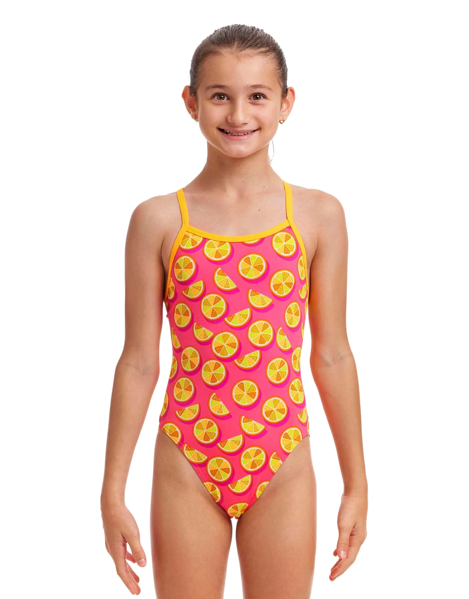 Girls Mark Spritz Single Strap Swimsuit - Pink/Yellow