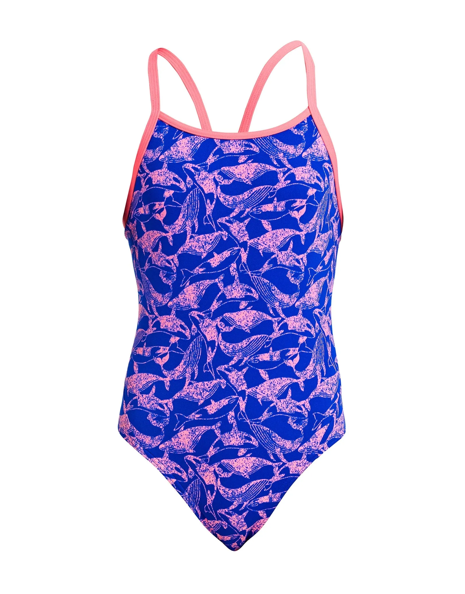 Girls Minky Pinky Diamond Back Swimsuit - Blue/Pink