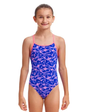 Girls Minky Pinky Diamond Back Swimsuit - Blue/Pink